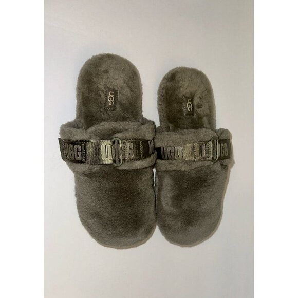 UGG Fluff It Slippers Shearling Lamb Fur Green Slip Ons Wool Mens Size 8.0 main image 6